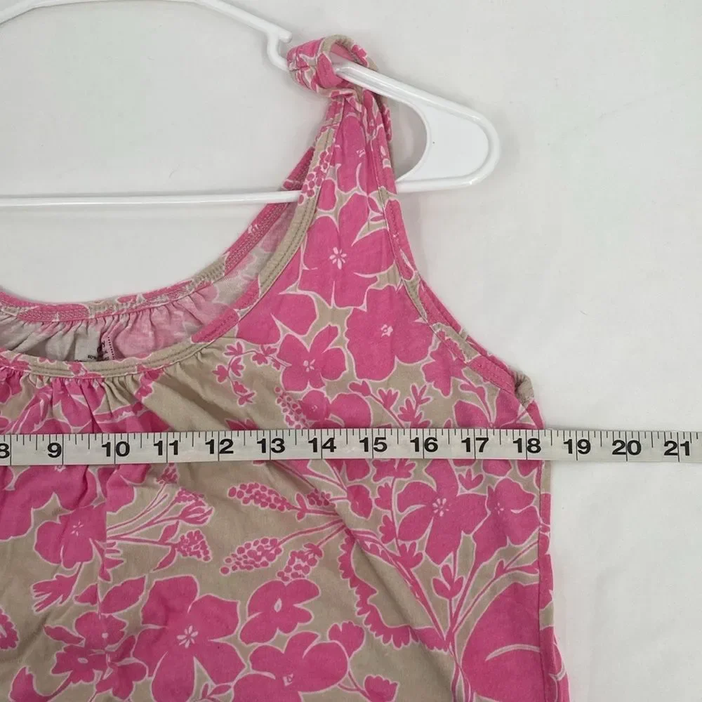 Old Navy Tan Pink Floral Flowy Tank Top Large